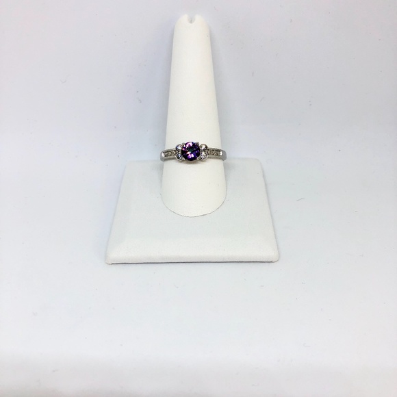 Mystic Topaz & Diamond Ring, Simulated Stones, Silver Plated, NWOT - Picture 6 of 6